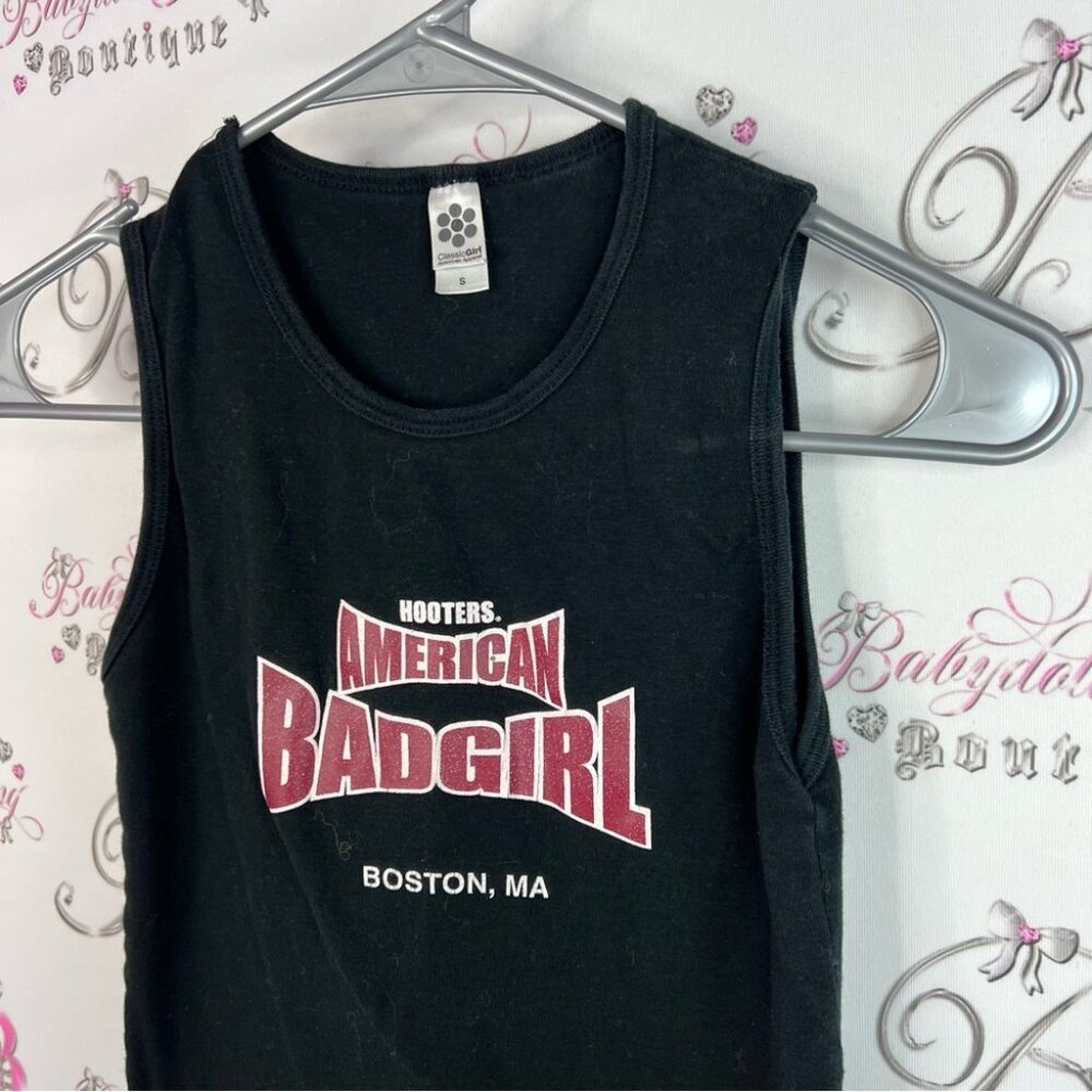 American Apparel Tank Top Hooters Classicgirl Black Tee Boston, Ma Top Shirt View 3
